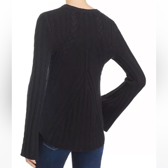 BLOOMINGDALES AQUA 100% CASHMERE SWEATER | Grey Cashmere Sweater | Bell Sleeve - Picture 5 of 5